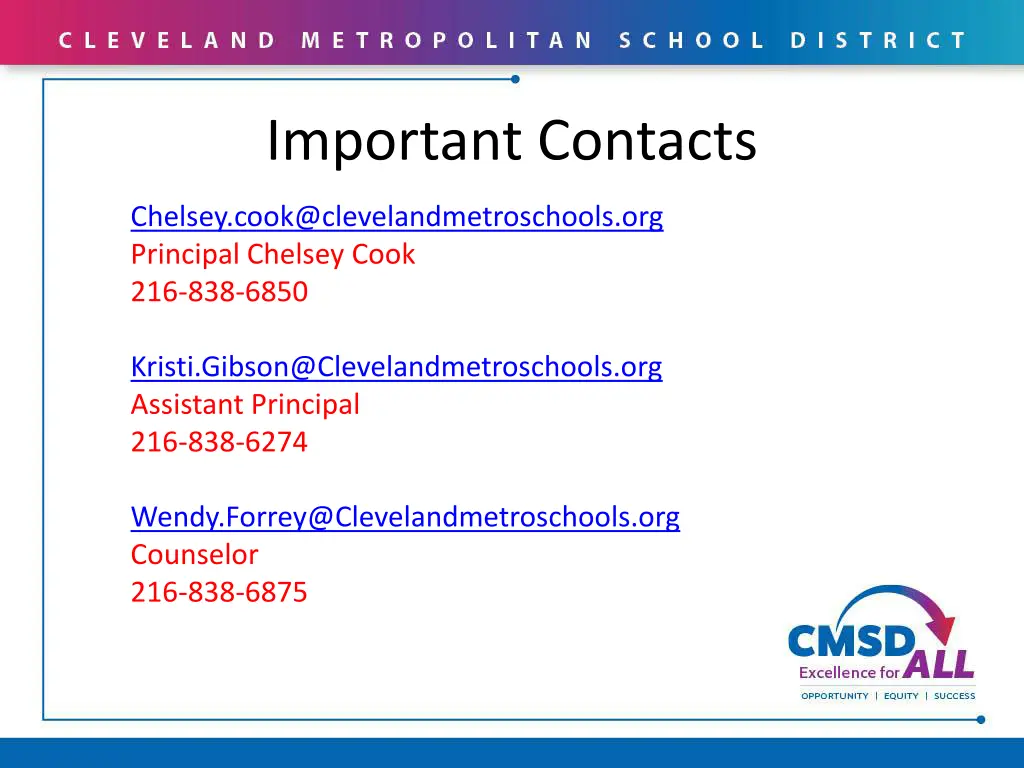 important contacts