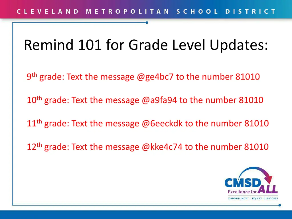 remind 101 for grade level updates