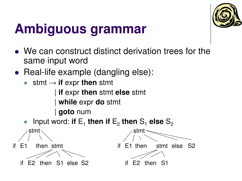 ambiguous grammar