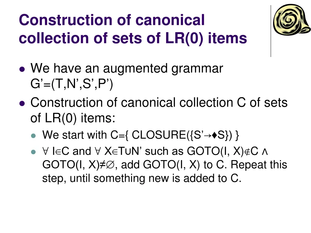 construction of canonical collection of sets
