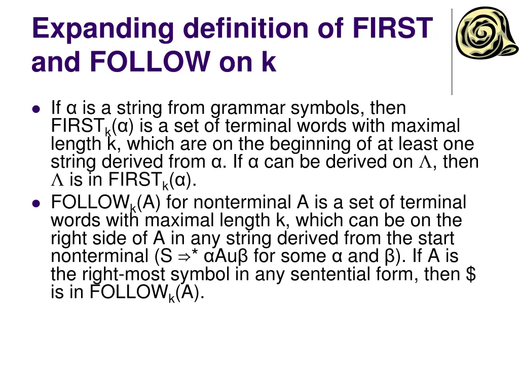 expanding definition of first and follow on k