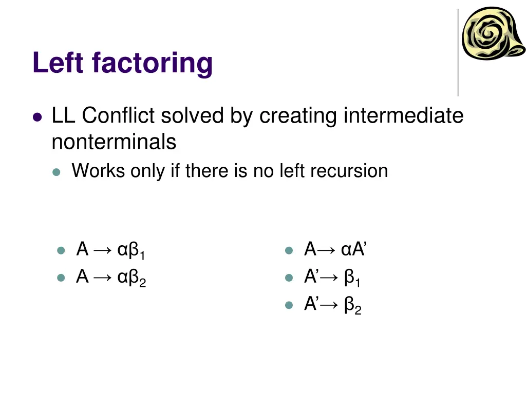 left factoring