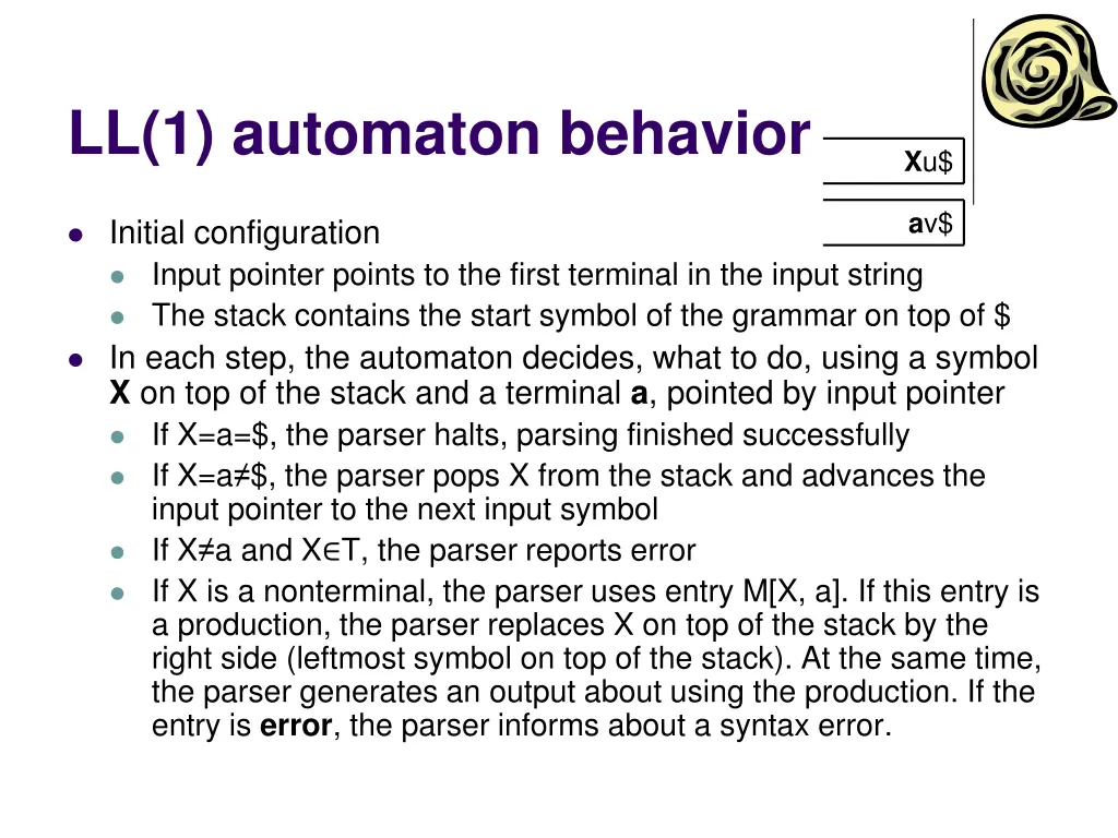 ll 1 automaton behavior