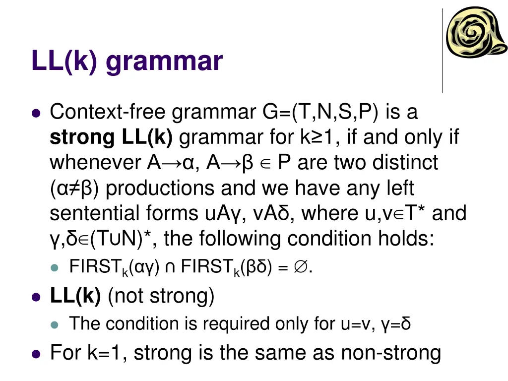 ll k grammar