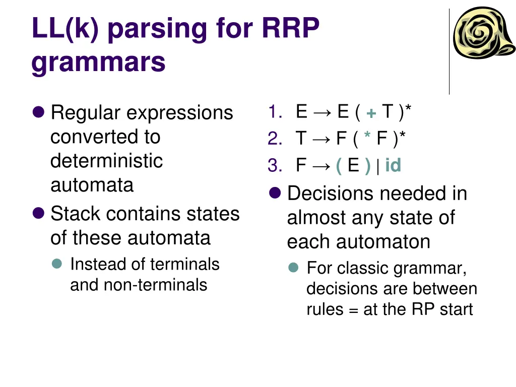 ll k parsing for rrp grammars