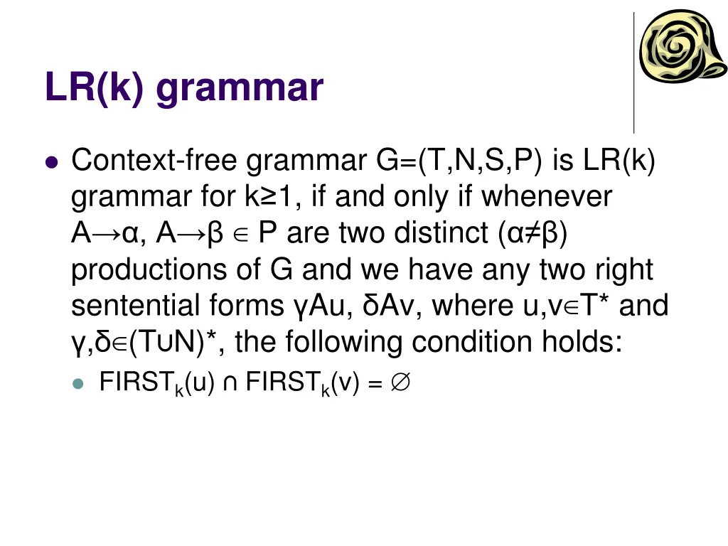 lr k grammar