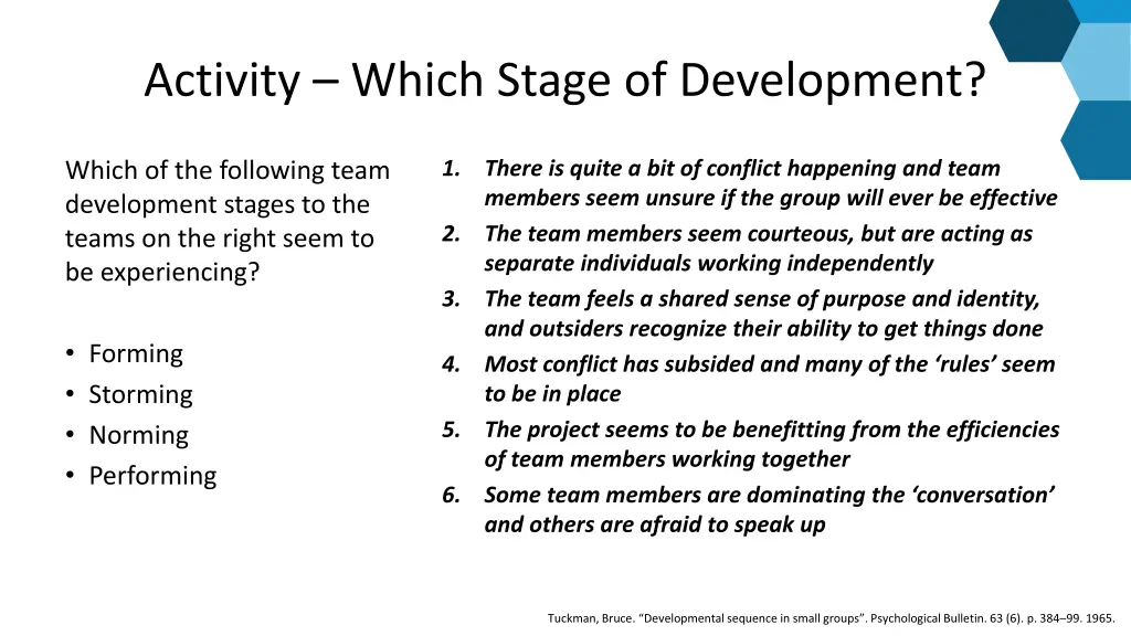 activity which stage of development