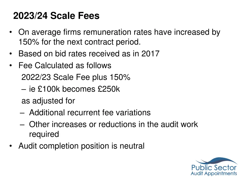 2023 24 scale fees