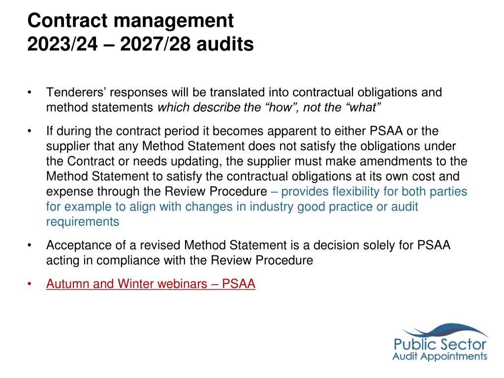 contract management 2023 24 2027 28 audits 2