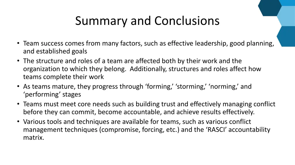 summary and conclusions