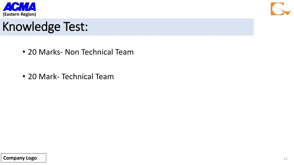 eastern region knowledge test knowledge test