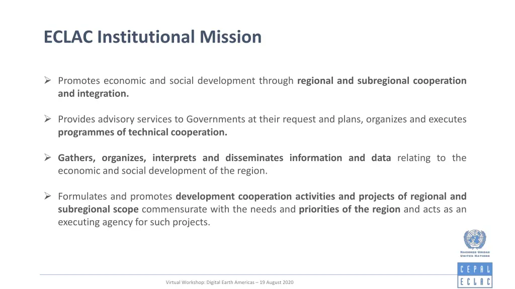 eclac institutional mission