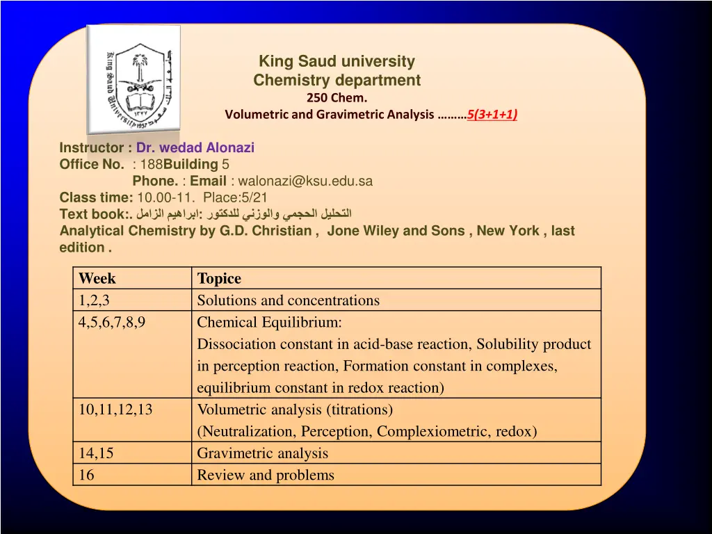 king saud university chemistry department 250 chem