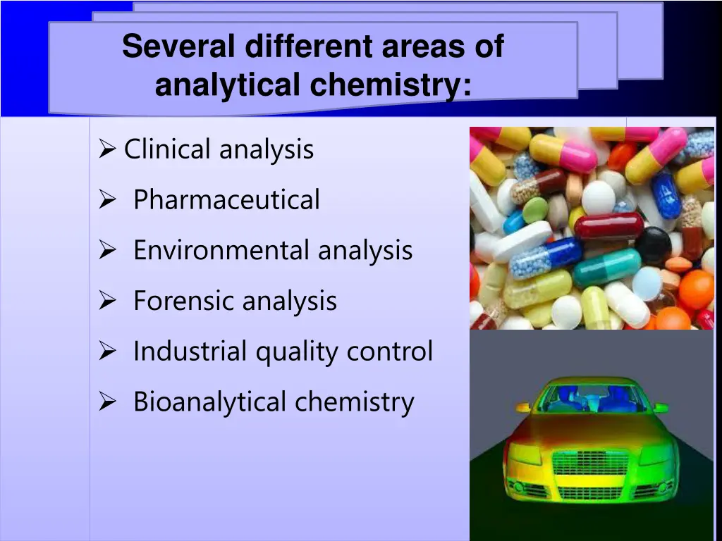 several different areas of analytical chemistry