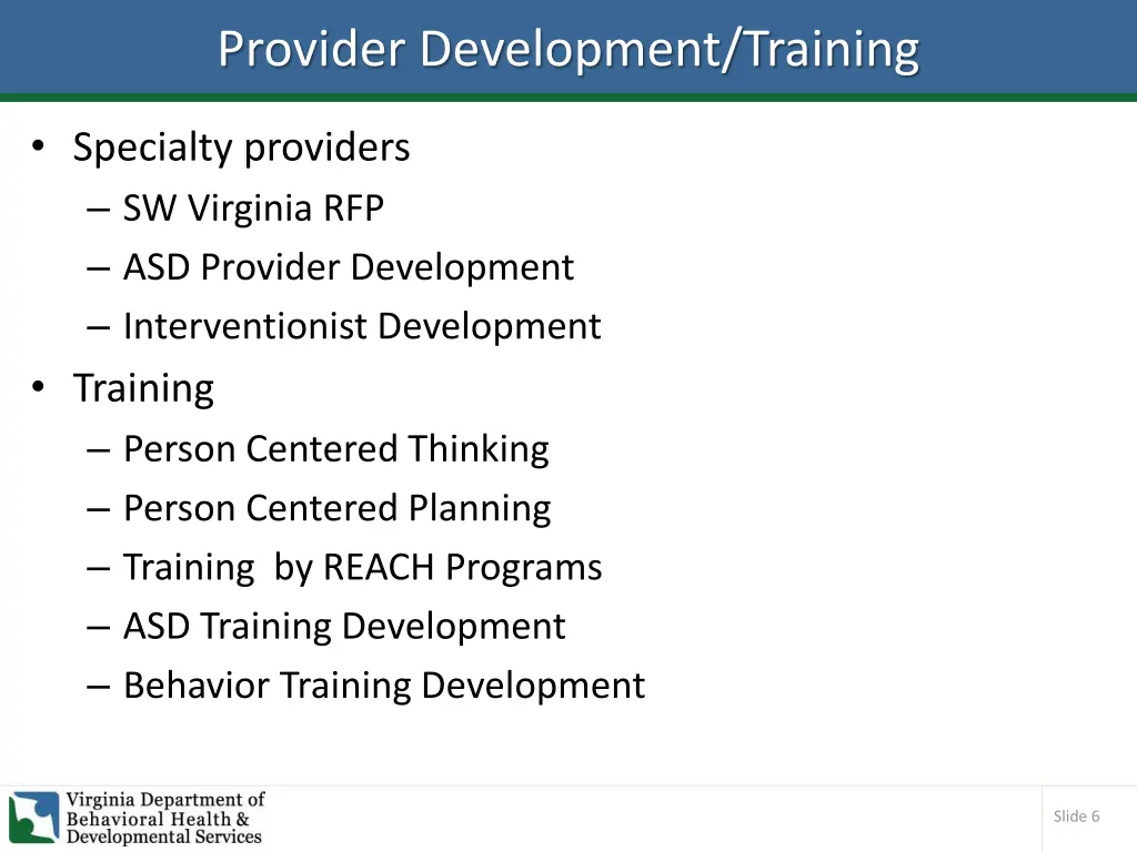 provider development training