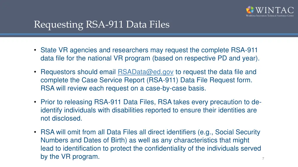 requesting rsa 911 data files