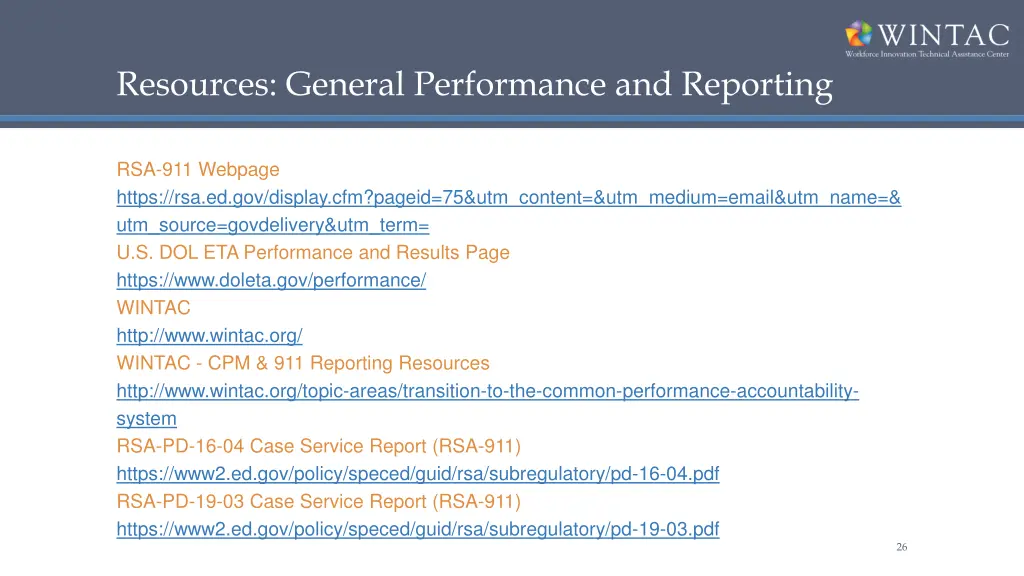 resources general performance and reporting