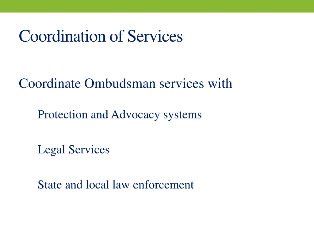 coordination of services