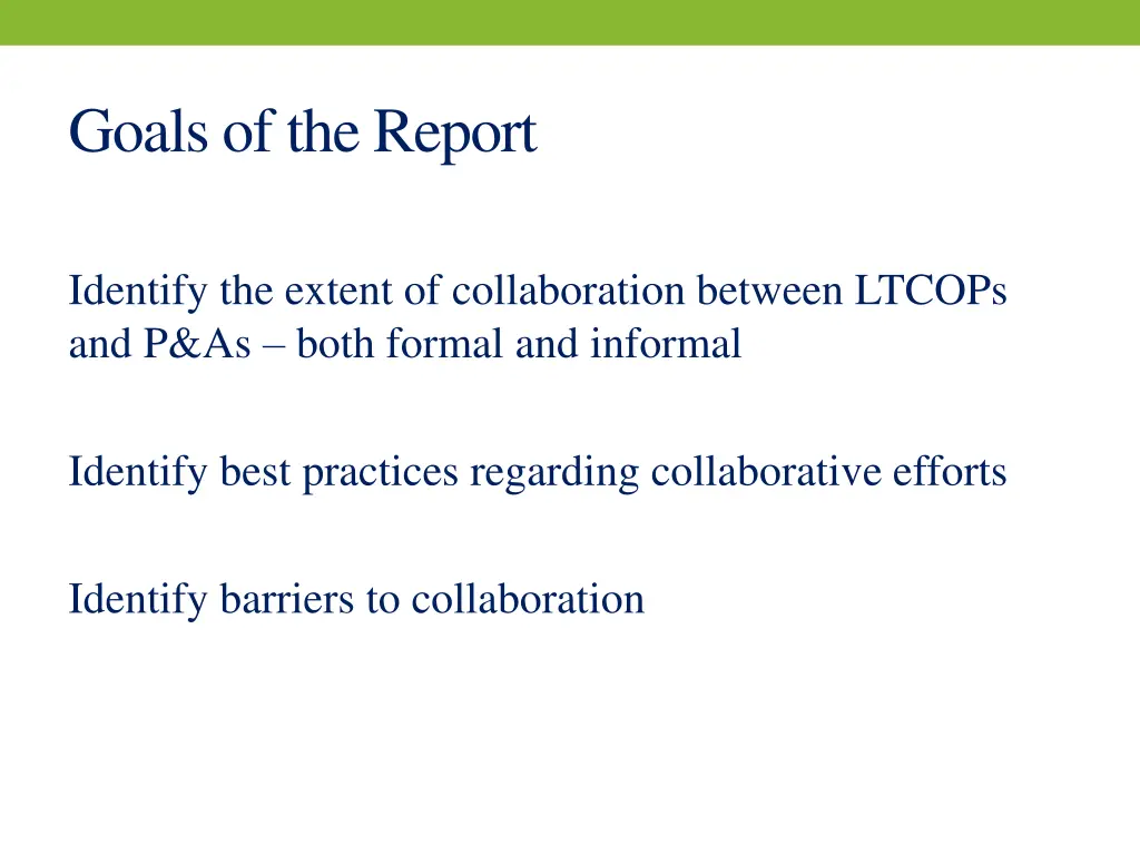 goals of the report