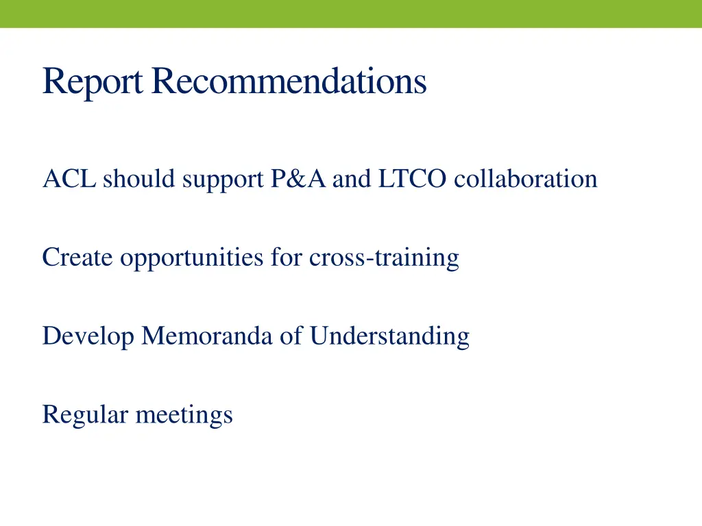 report recommendations