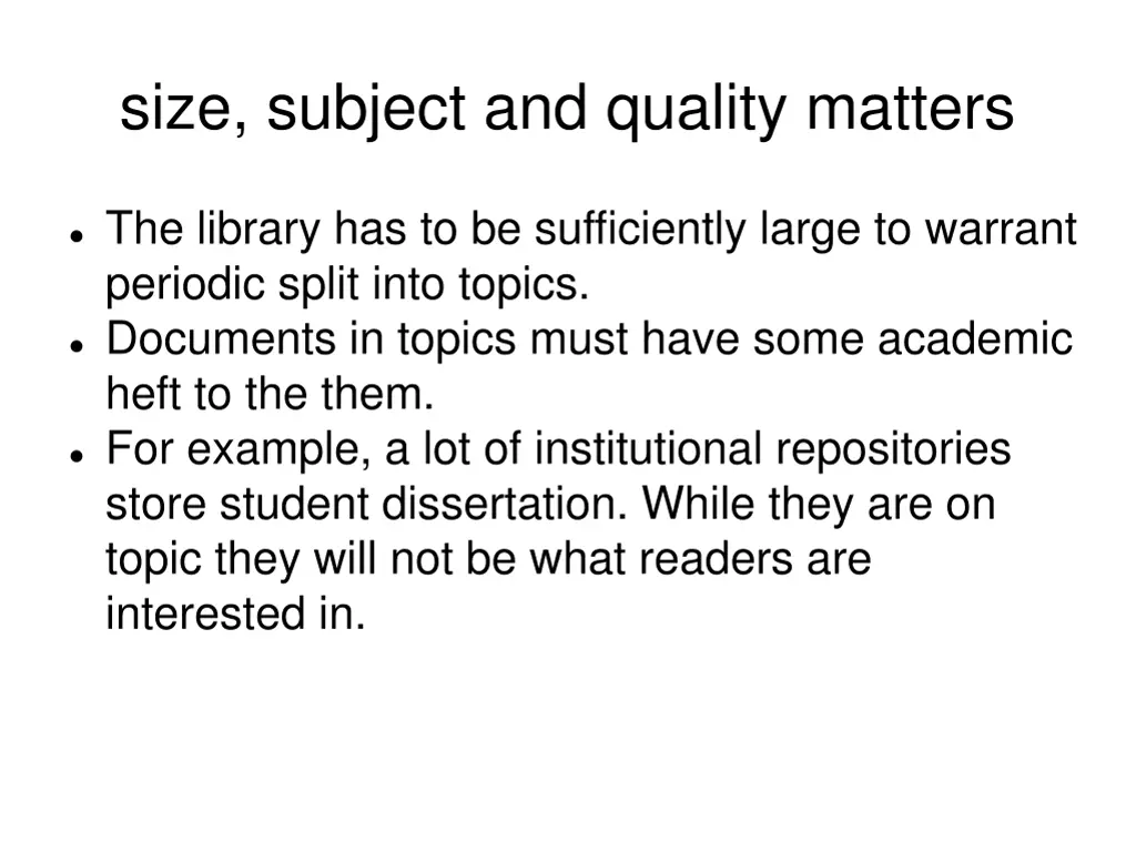 size subject and quality matters