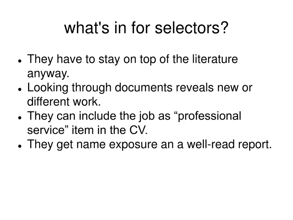 what s in for selectors