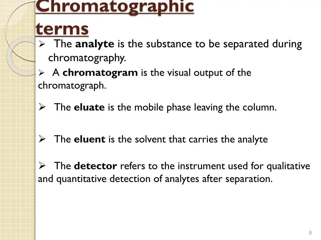 chromatographic terms the analyte