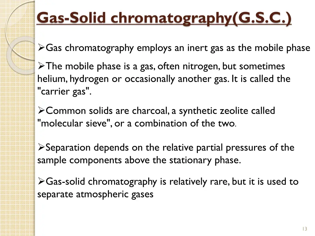 gas solid chromatography g s c