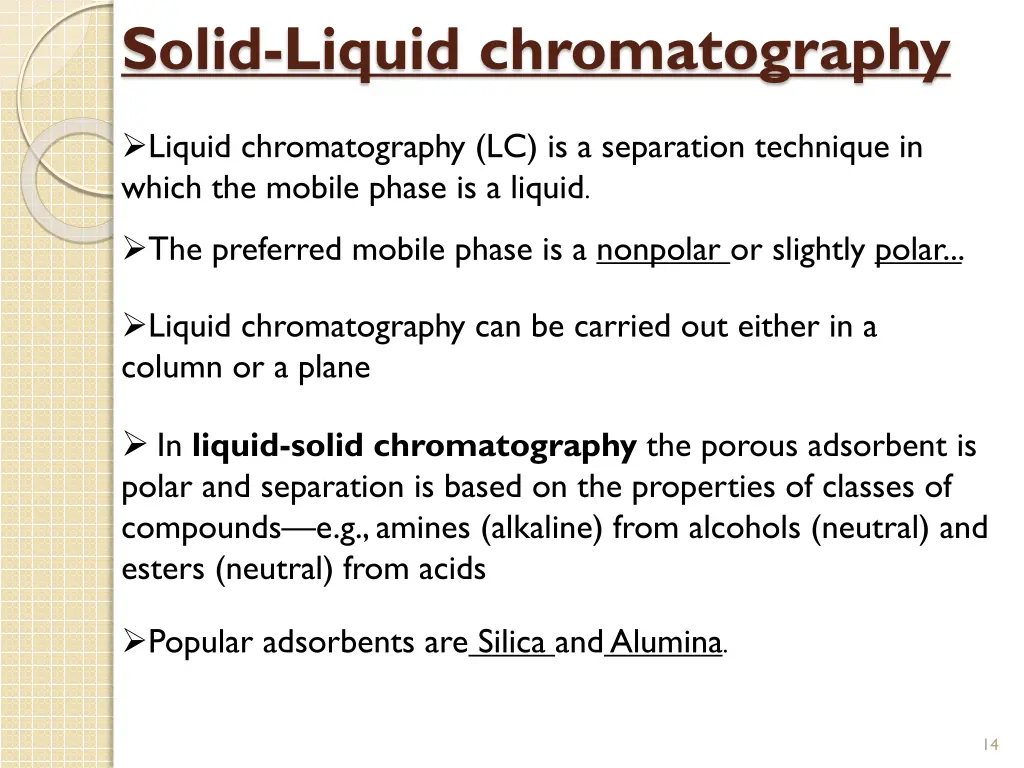 solid liquid chromatography