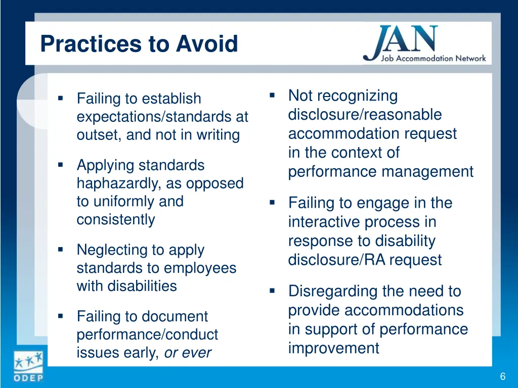 practices to avoid