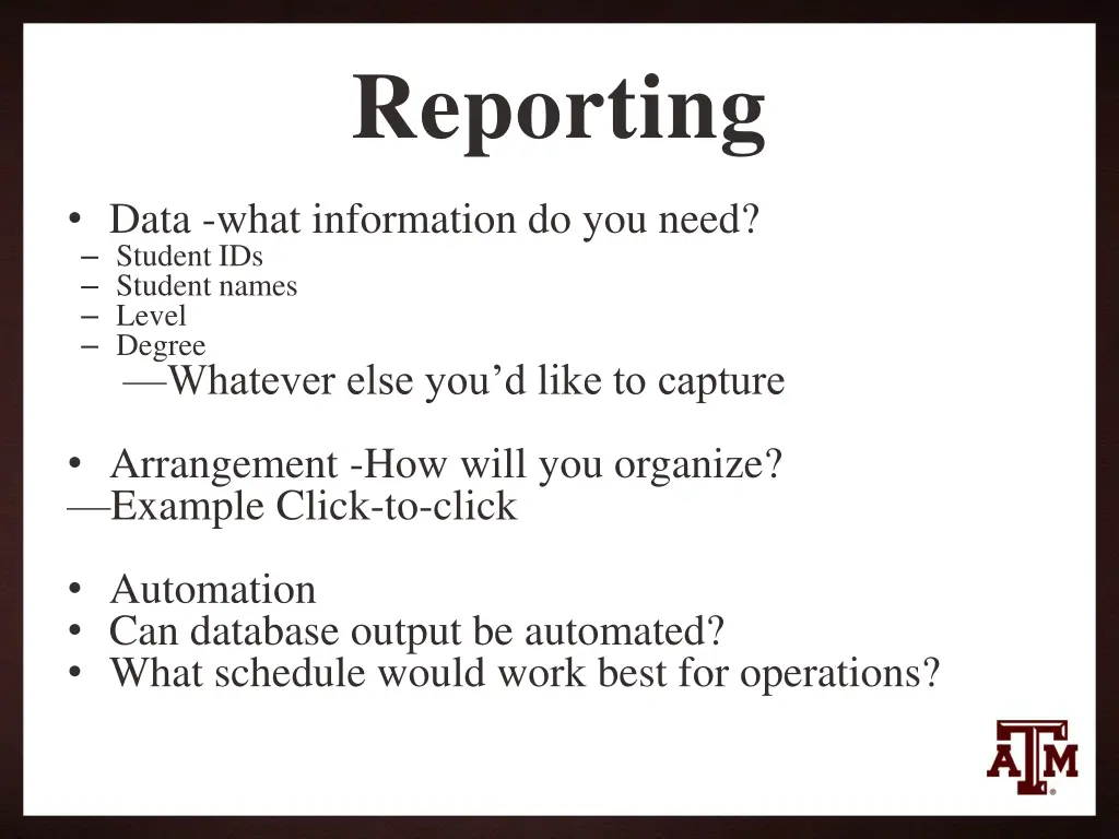 reporting
