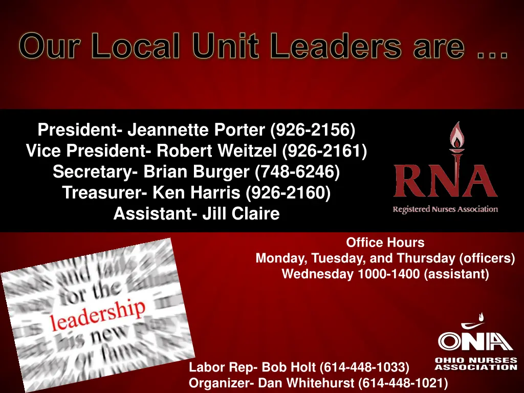 our local unit leaders are
