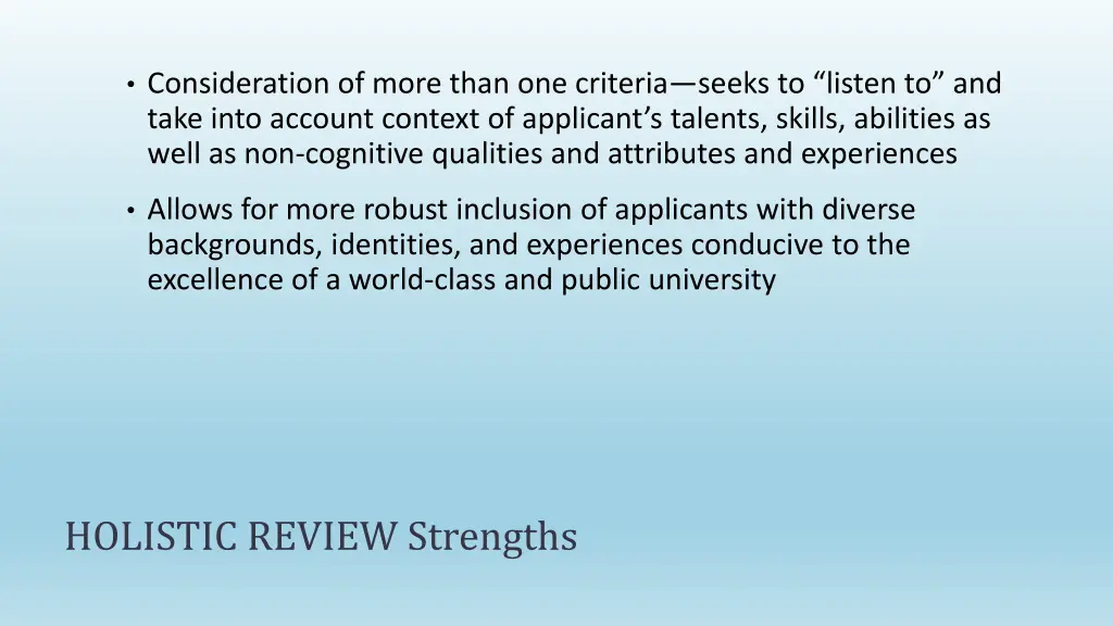 consideration of more than one criteria seeks