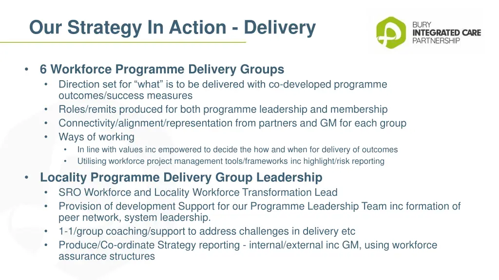 our strategy in action delivery