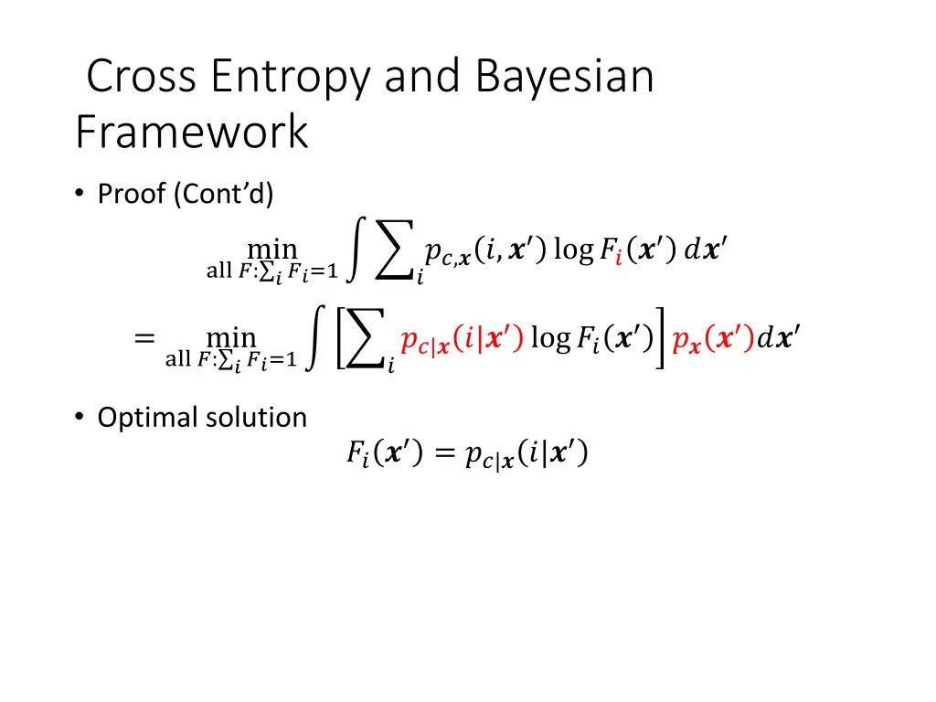 cross entropy and bayesian framework proof cont d