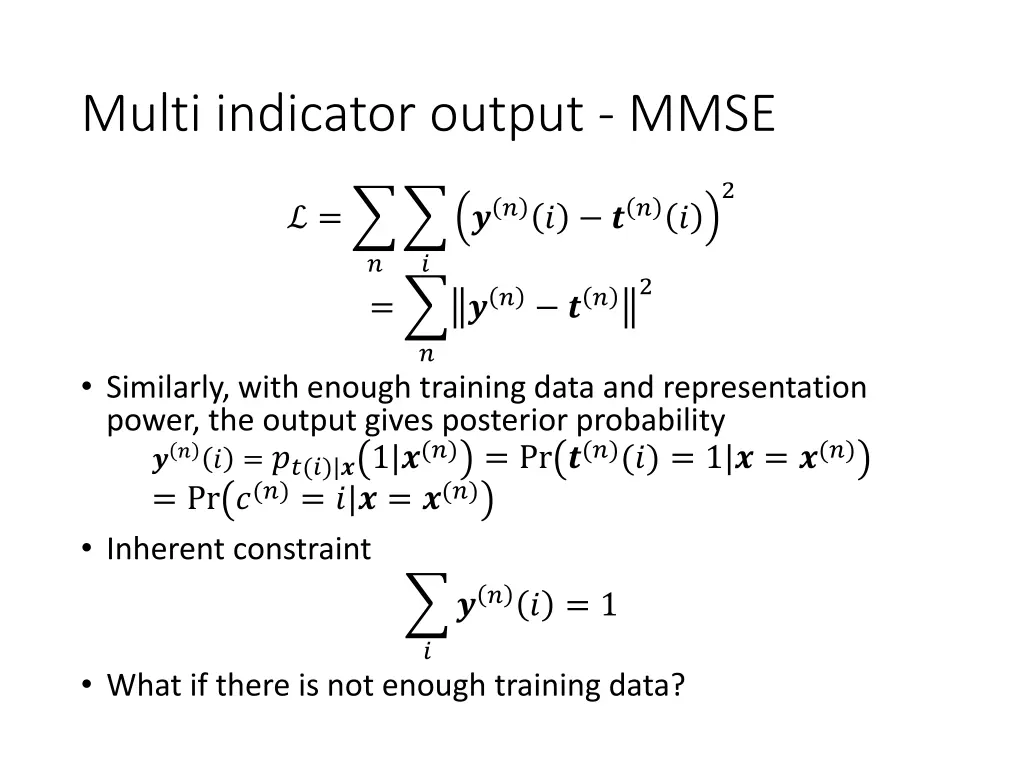 multi indicator output mmse