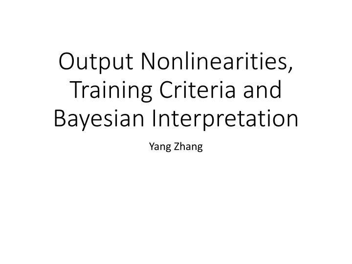 output nonlinearities training criteria