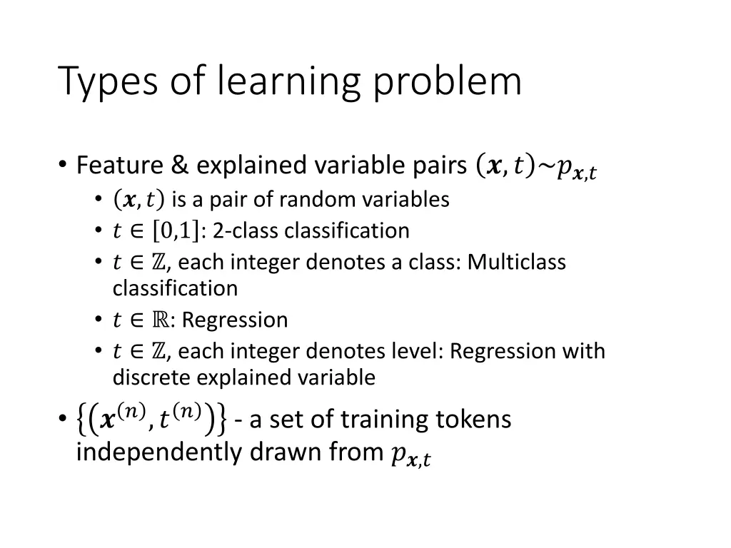 types of learning problem