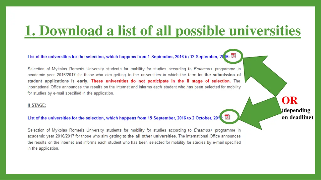 1 download a list of all possible universities