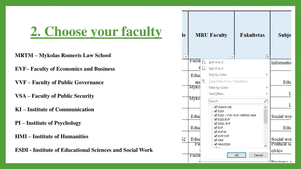 2 choose your faculty