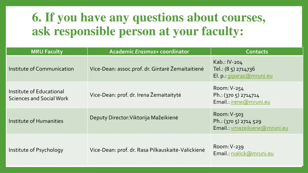 6 if you have any questions about courses 1