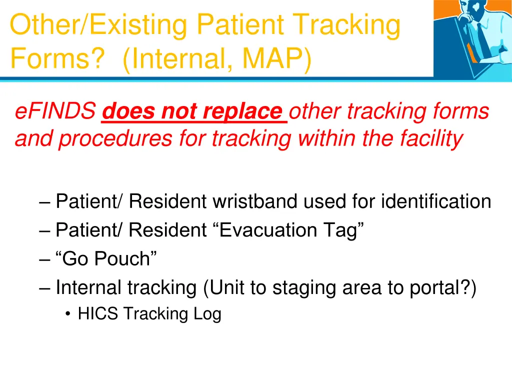 other existing patient tracking forms internal map