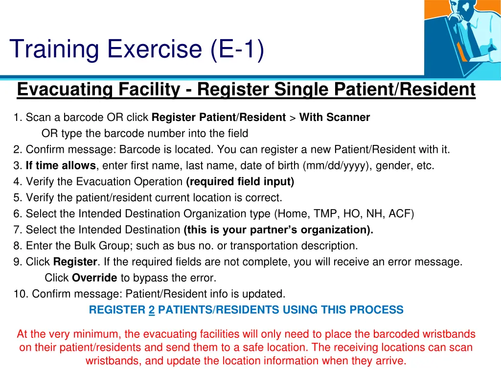training exercise e 1