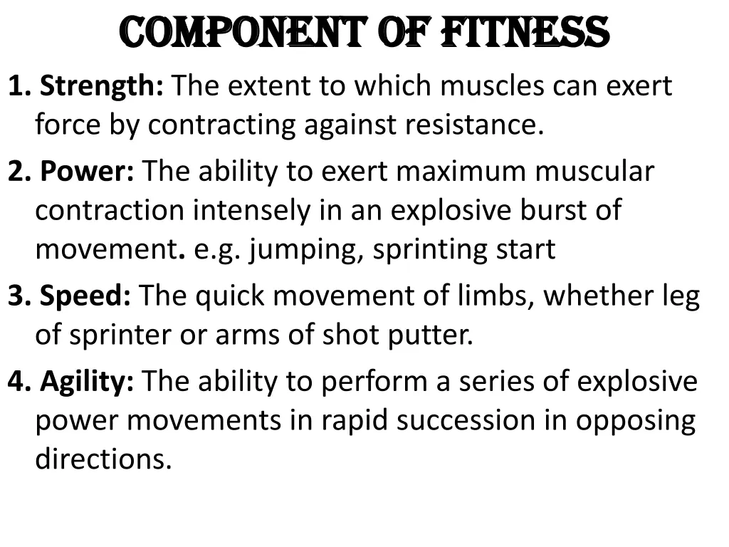 component of fitness component of fitness