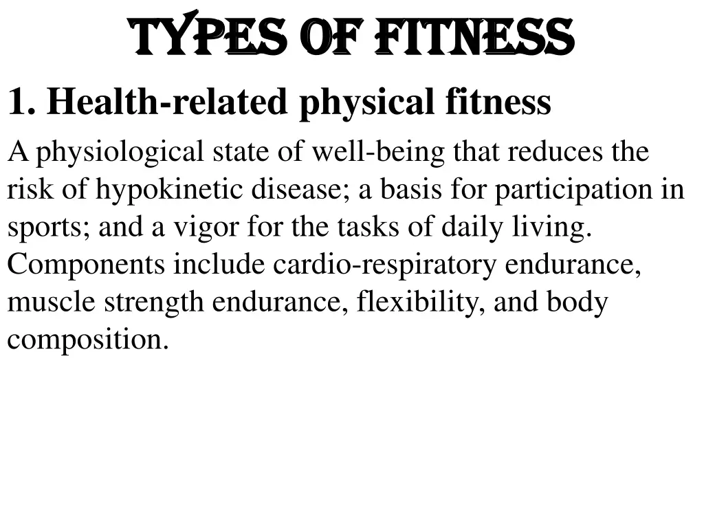 types of fitness types of fitness 1 health