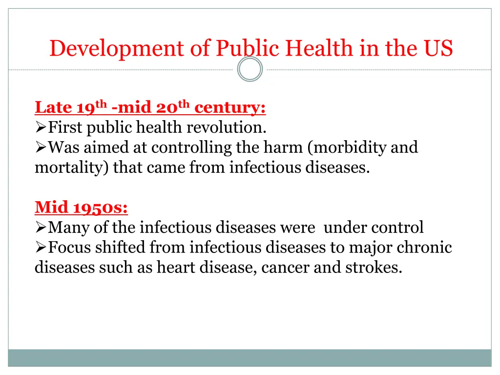 development of public health in the us