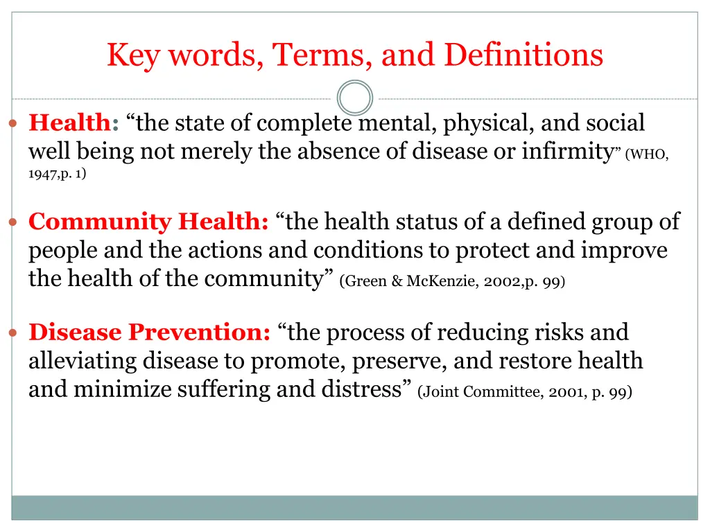 key words terms and definitions