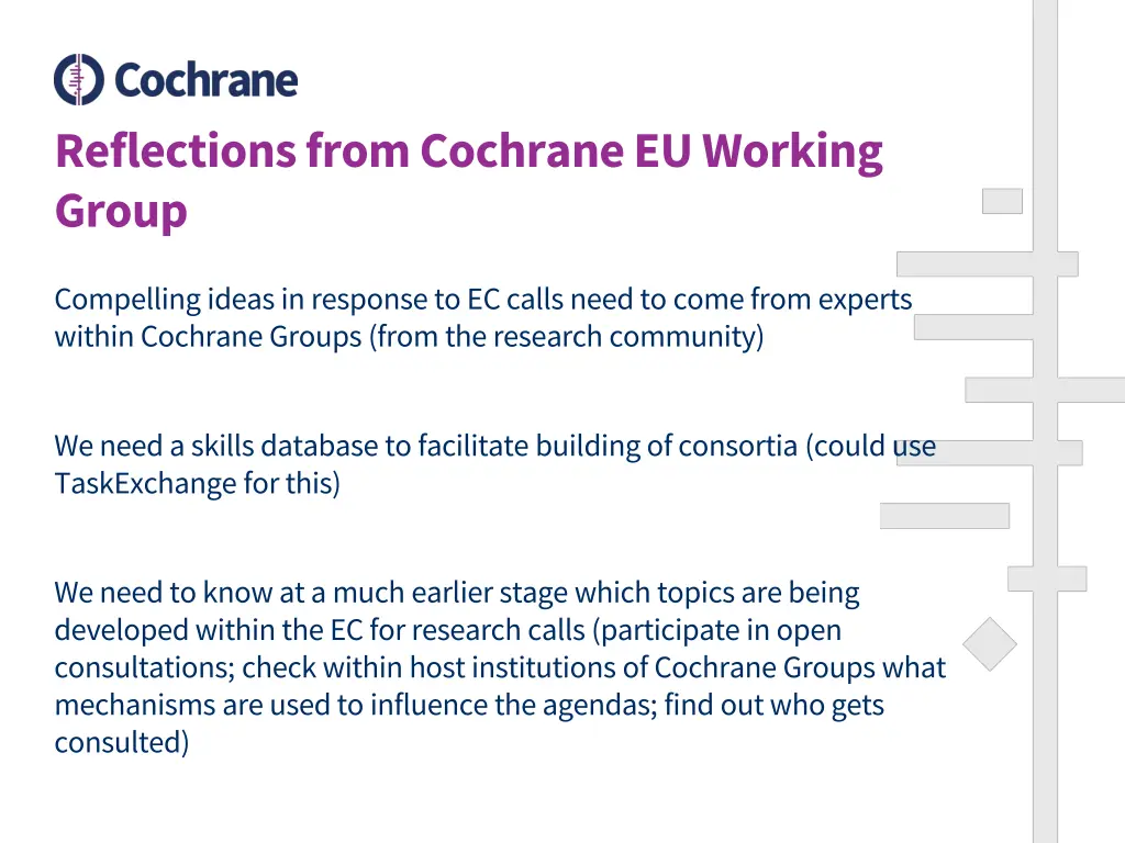 reflections from cochrane eu working group