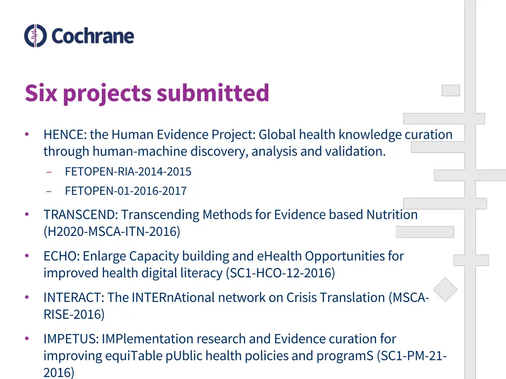 six projectssubmitted