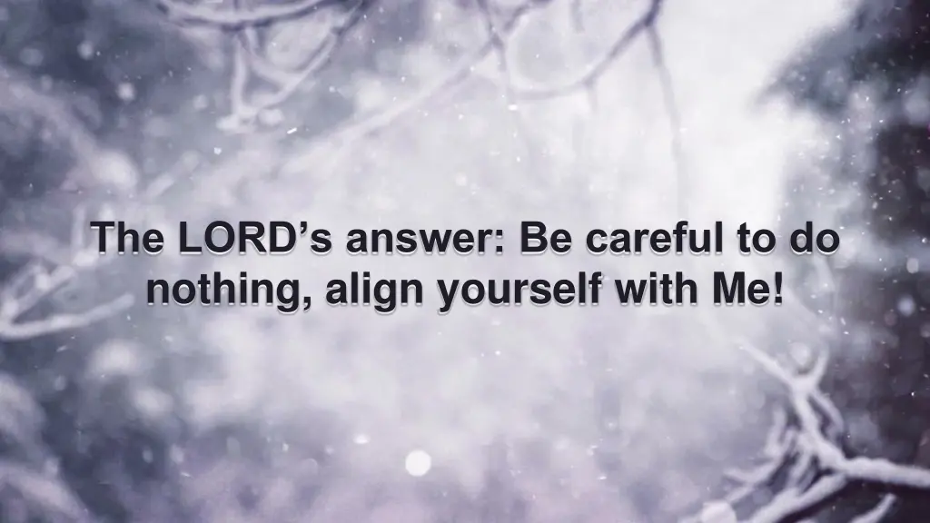 the lord s answer be careful to do nothing align